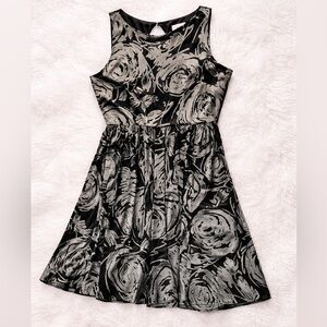 ECI Black and Gray Floral Dress Size 10